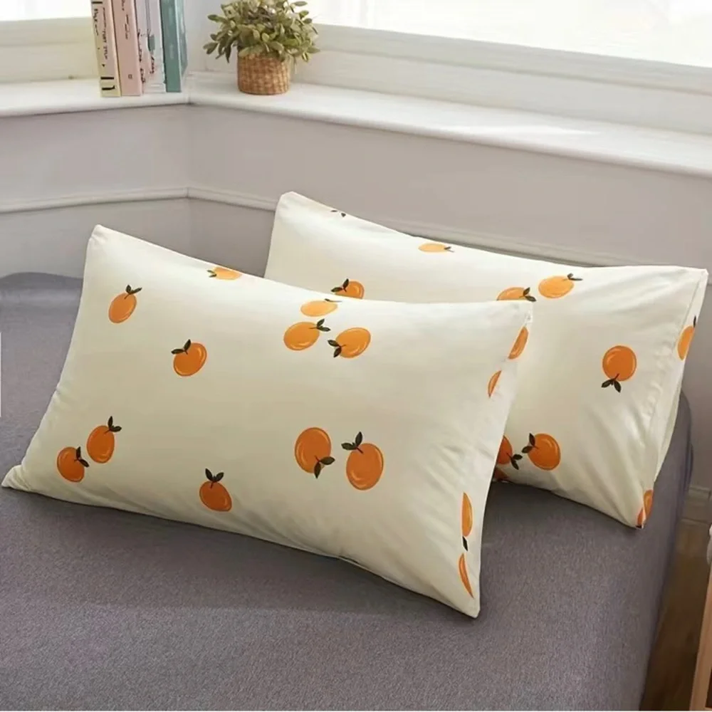 Urban Outfitters 3pcs Queen Duvet Cover Set Oranges Bedding 2 Pillowcases NEW - Picture 5 of 7